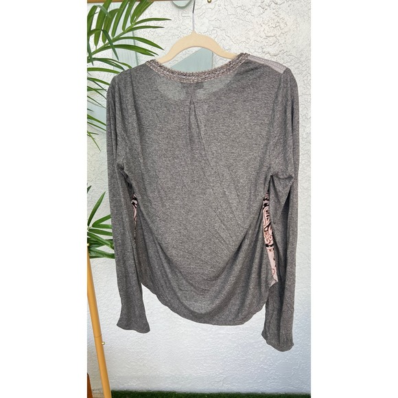 Hale Bob Gray Beaded Collar Velvet Burnout Blouse - Size Small - Picture 8 of 11